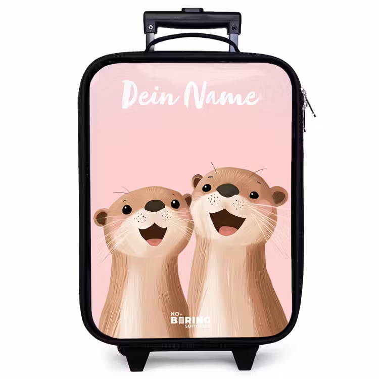 Kinderkoffer mit Name - Lächeln - Otter - Rosa - Illustration — 1