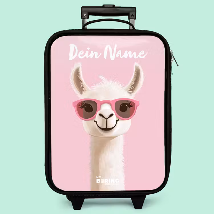 Kinderkoffer mit Name - Lama - Weiß - Sonnenbrille - Wimpern — 3