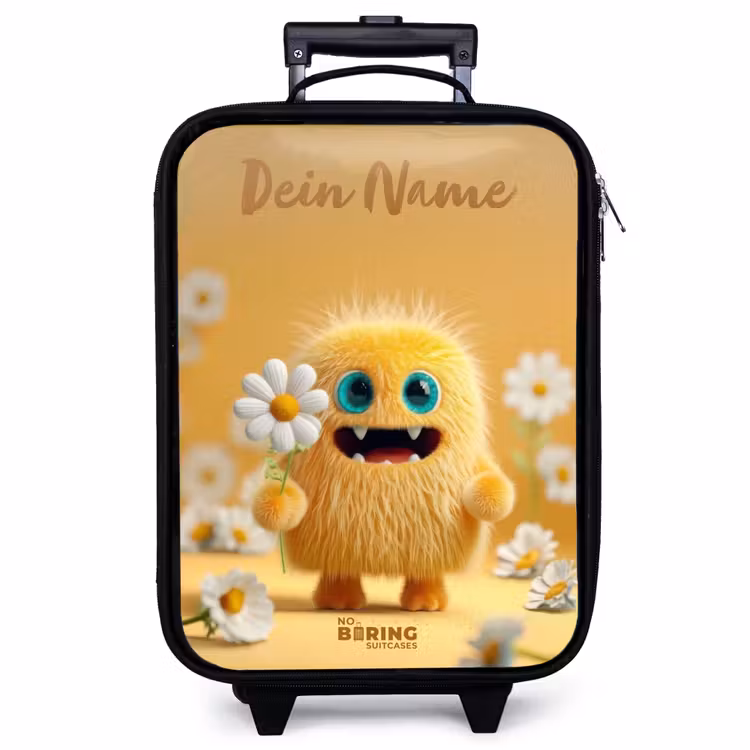 Kinderkoffer mit Name - Monster - Kreatur - Blume - Gelb — 1