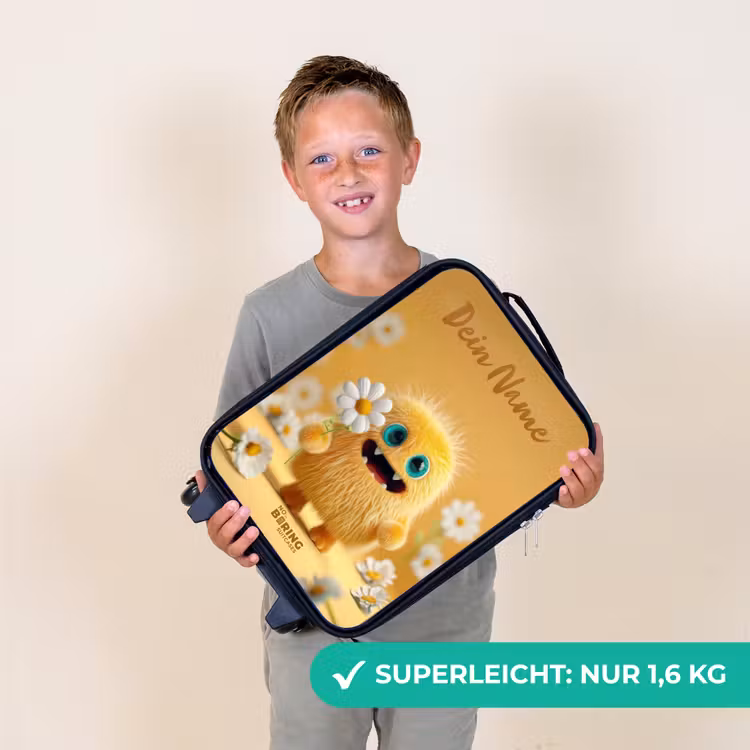 Kinderkoffer mit Name - Monster - Kreatur - Blume - Gelb — 2