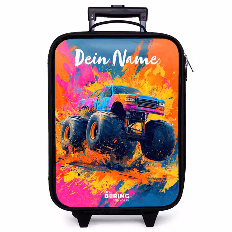 Kinderkoffer mit Name - Monstertruck - Abstrakt - Farbspritzer - Farbenfroh — 1