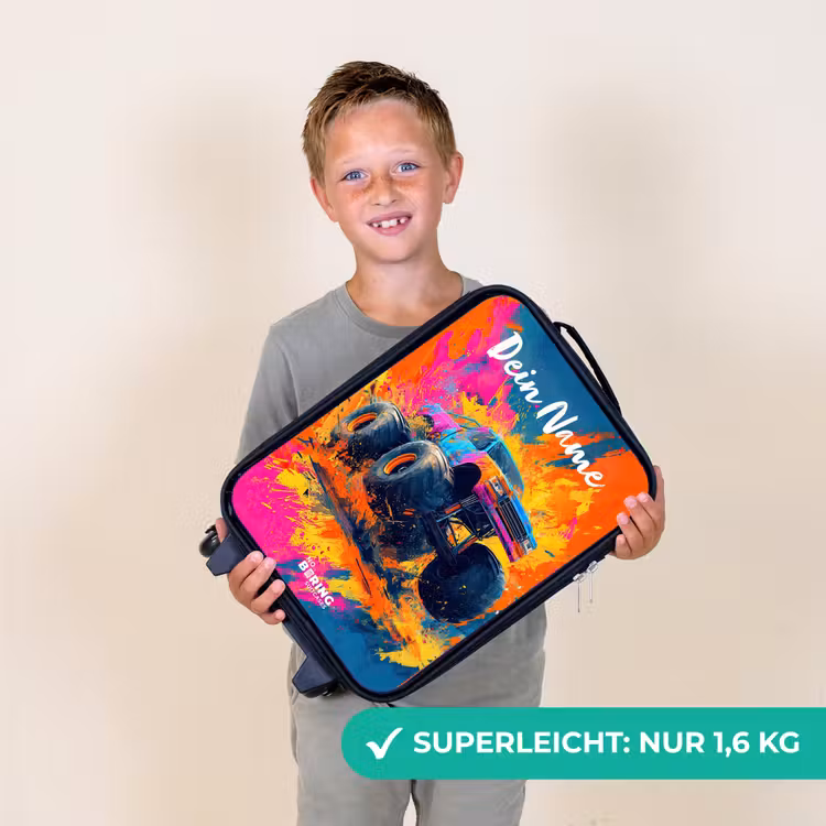 Kinderkoffer mit Name - Monstertruck - Abstrakt - Farbspritzer - Farbenfroh — 2
