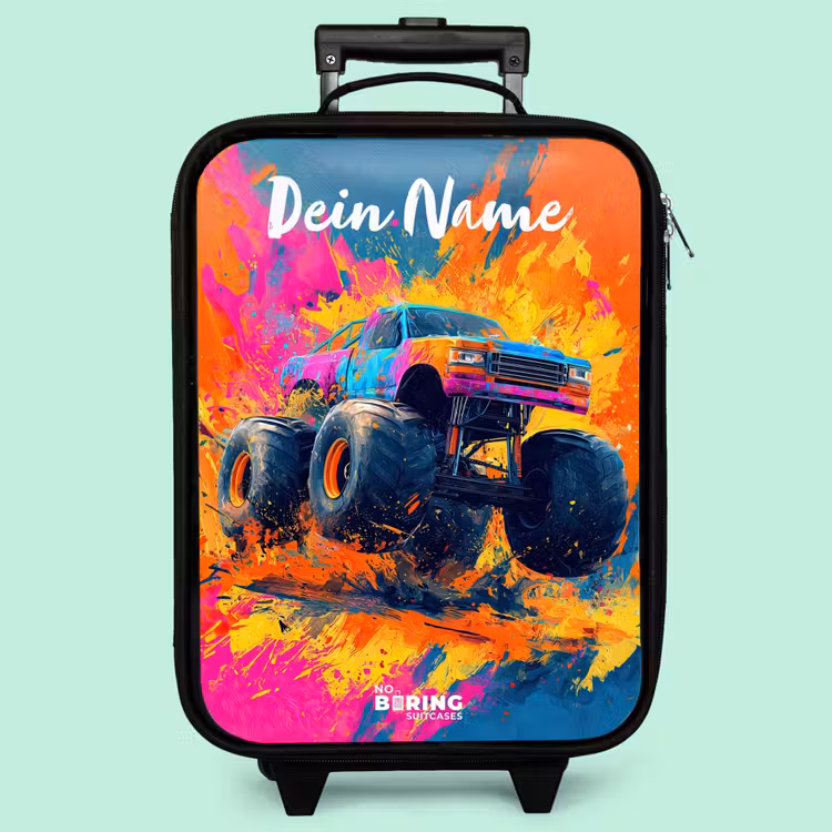 Kinderkoffer mit Name - Monstertruck - Abstrakt - Farbspritzer - Farbenfroh — 3