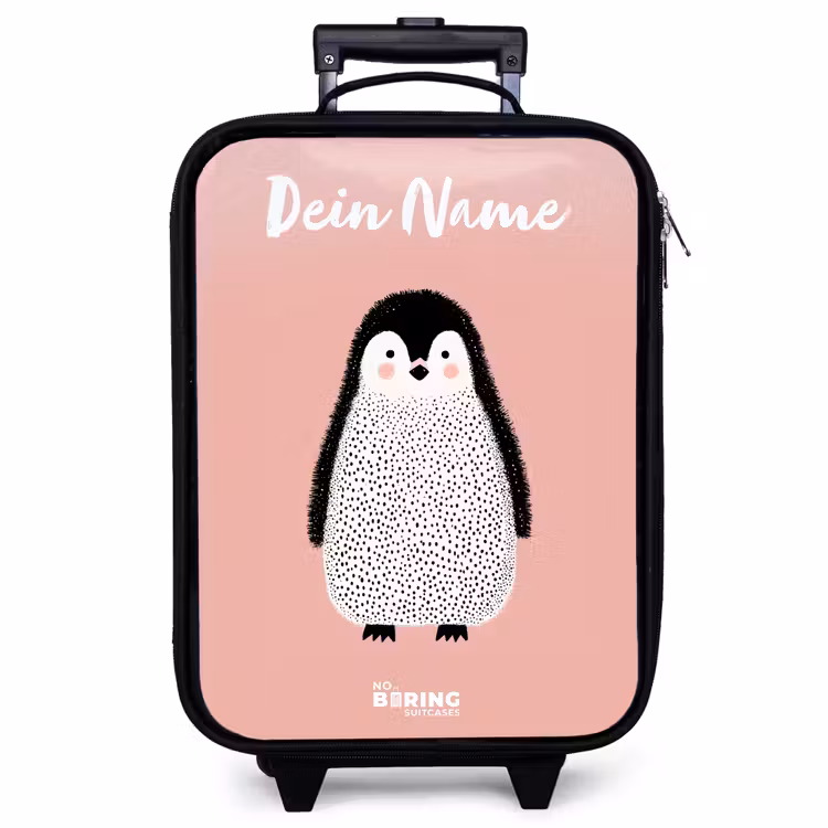 Kinderkoffer mit Name - Pinguin - Punkte - Rosa - Minimalistisch — 1