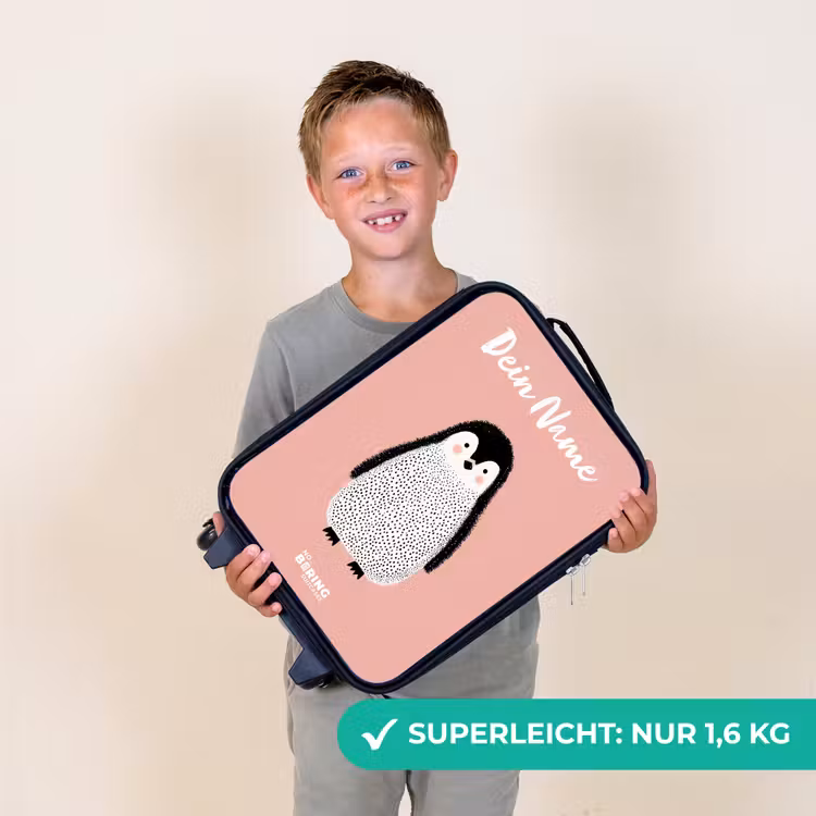 Kinderkoffer mit Name - Pinguin - Punkte - Rosa - Minimalistisch — 2