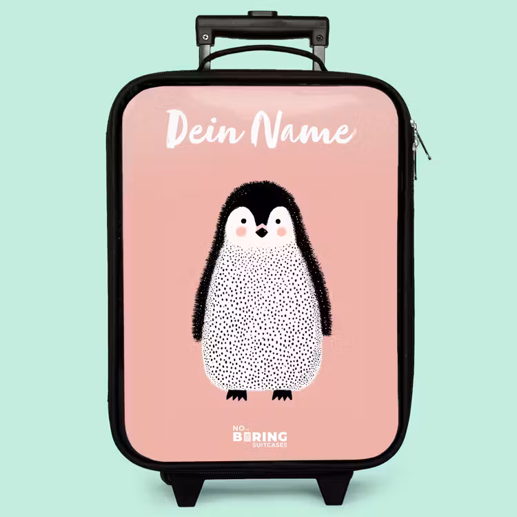 Kinderkoffer mit Name - Pinguin - Punkte - Rosa - Minimalistisch — 3
