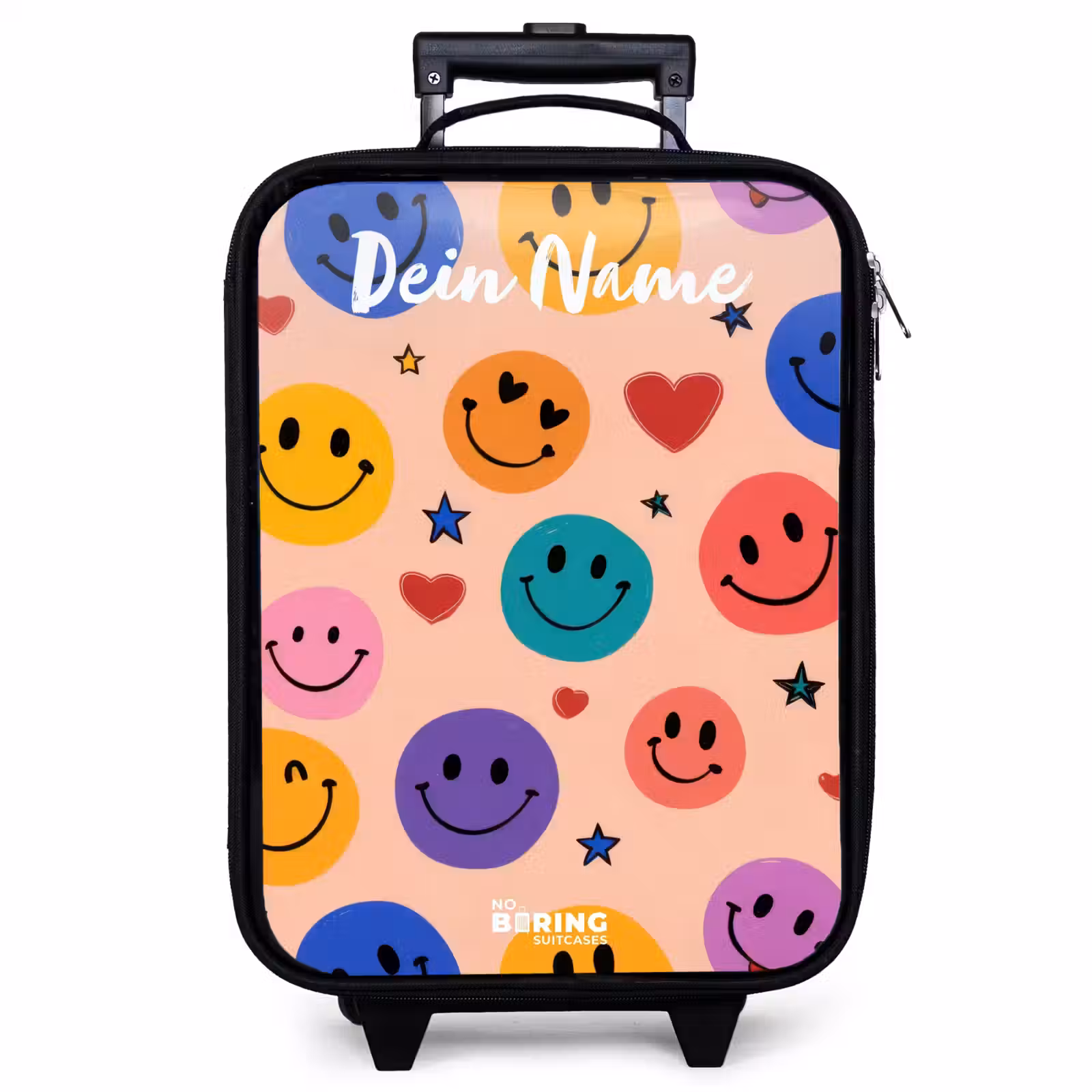 Kinderkoffer mit Name - Fröhliches Smiley-Muster — 1