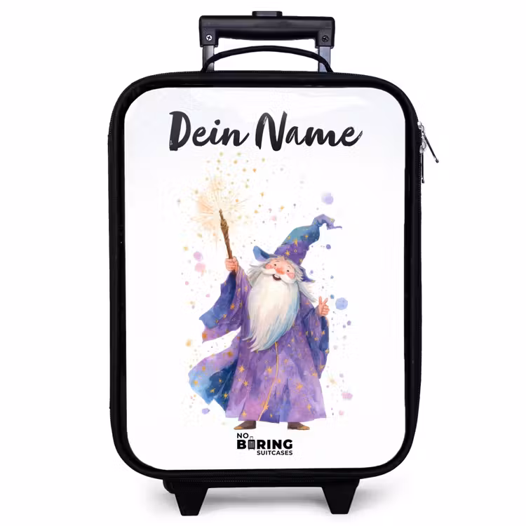 Kinderkoffer mit Name - Alter Magier mit Stab — 1