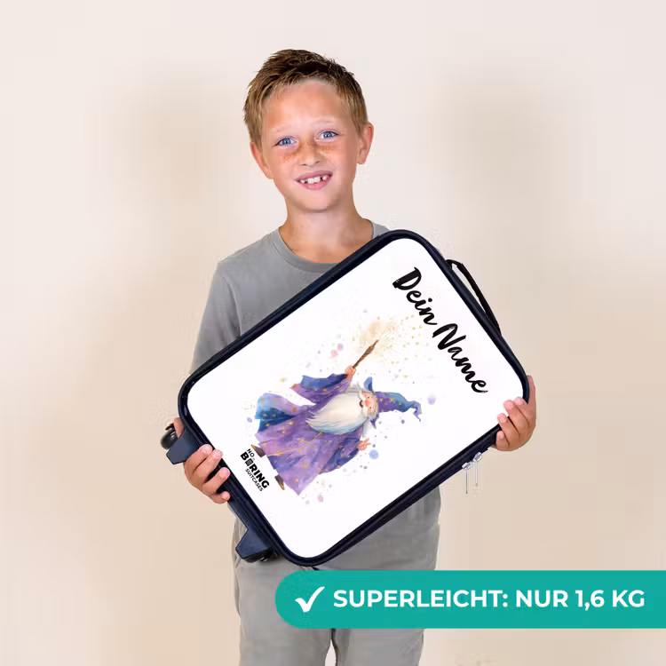 Kinderkoffer mit Name - Alter Magier mit Stab — 2