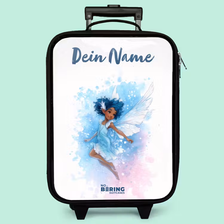 Kinderkoffer mit Name - Fliegende Fee in Blautönen — 3