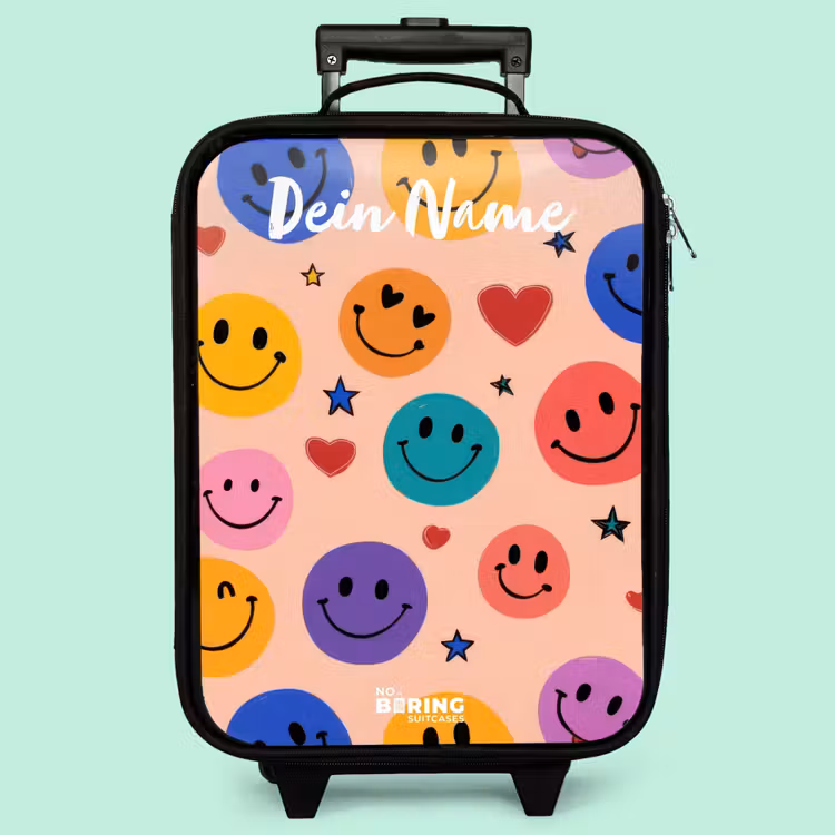 Kinderkoffer mit Name - Fröhliches Smiley-Muster — 3