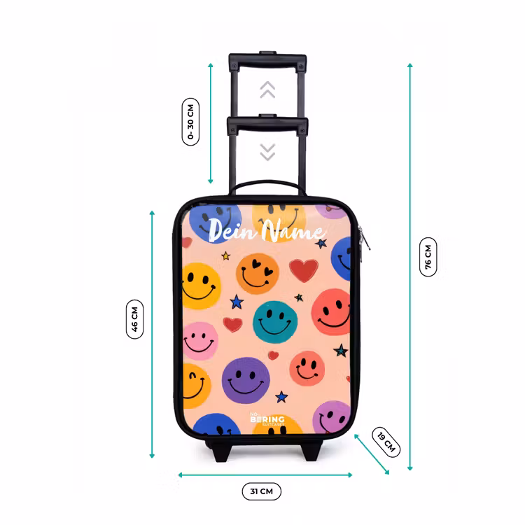 Kinderkoffer mit Name - Fröhliches Smiley-Muster — 7