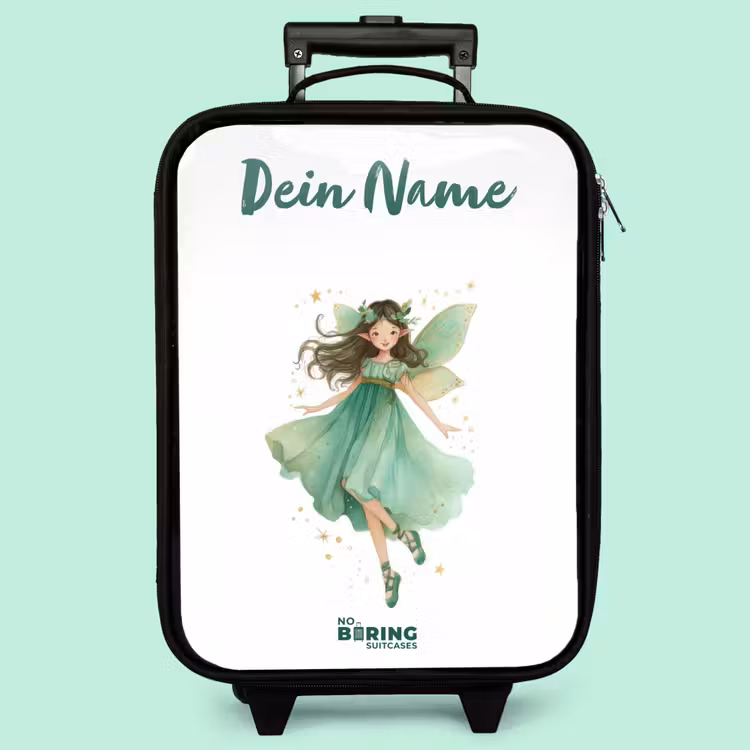 Kinderkoffer mit Name - Schwebende grüne Elfe — 3