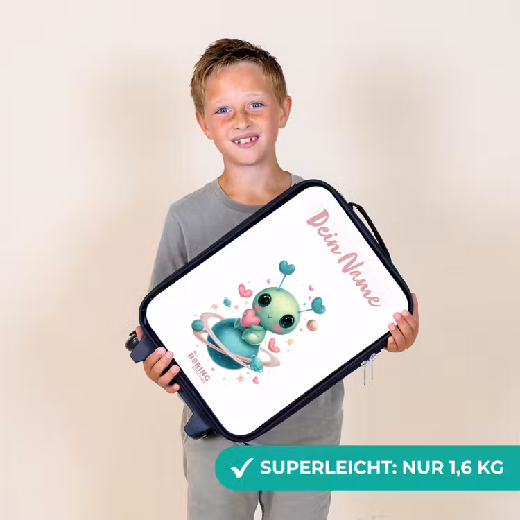 Kinderkoffer mit Name - Süßer kleiner Außerirdischer mit Herz — 2