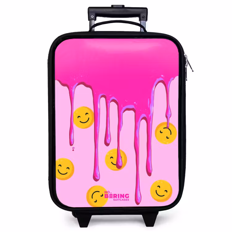 Kinderkoffer mit Name - Farbe - Smiley - Rosa — 1