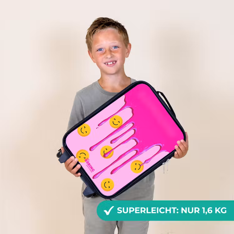 Kinderkoffer mit Name - Farbe - Smiley - Rosa — 2