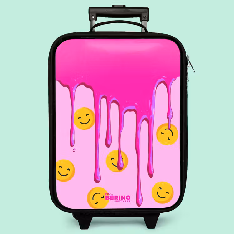 Kinderkoffer mit Name - Farbe - Smiley - Rosa — 3