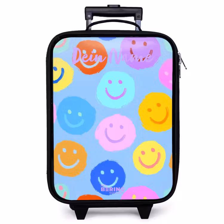 Kinderkoffer mit Name - Heiteres Muster von Smileys — 1
