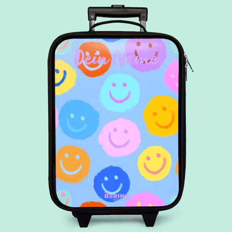 Kinderkoffer mit Name - Heiteres Muster von Smileys — 3