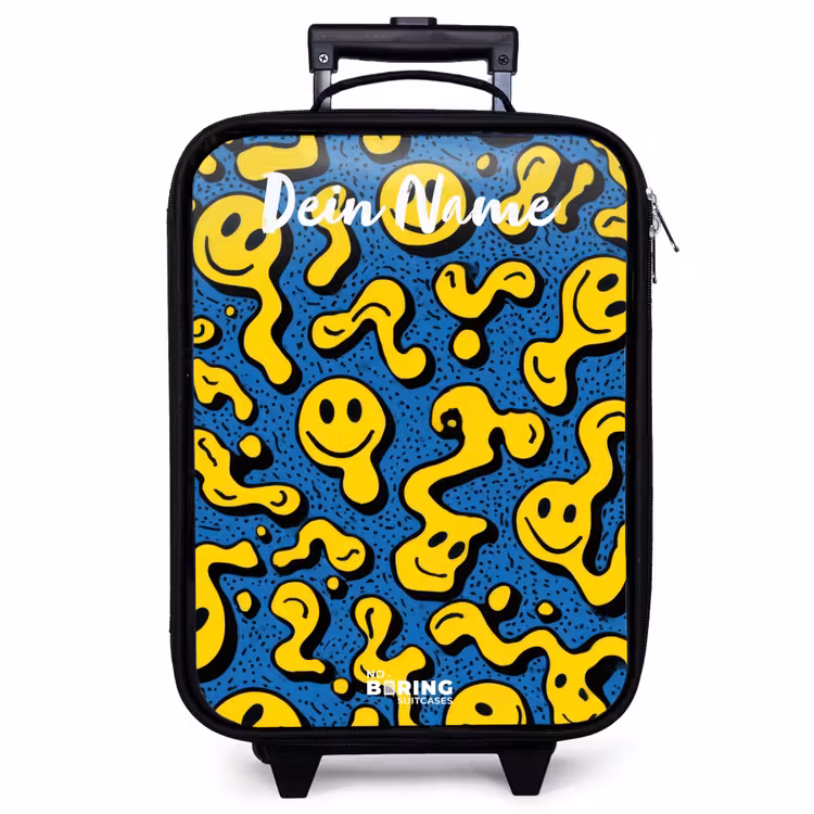 Kinderkoffer mit Name - Smiley - Gelb - Blau — 1