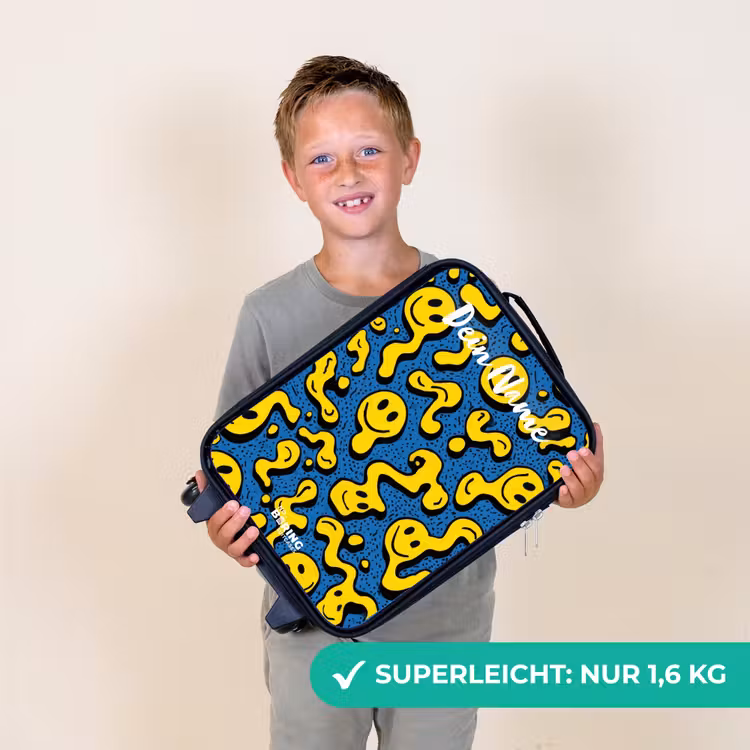 Kinderkoffer mit Name - Smiley - Gelb - Blau — 2