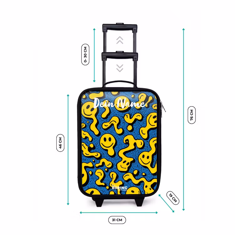 Kinderkoffer mit Name - Smiley - Gelb - Blau — 7