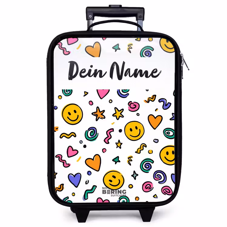 Kinderkoffer mit Name - Smiley - Herz - Stern — 1