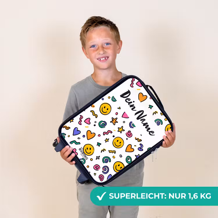 Kinderkoffer mit Name - Smiley - Herz - Stern — 2