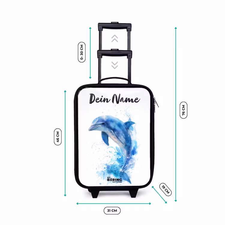 Kinderkoffer mit Name - Springender blauer Delfin — 7