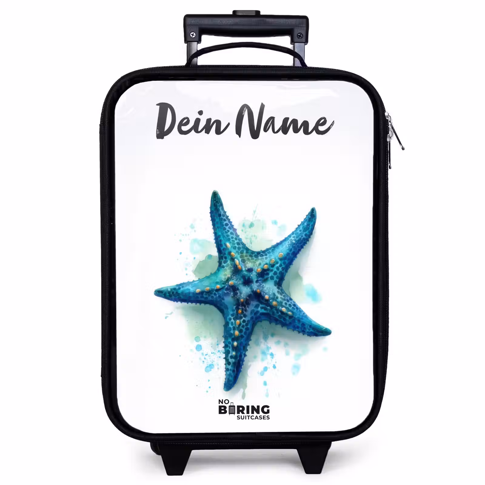 Kinderkoffer mit Name - Blauer Seestern auf weißem Hintergrund — 1