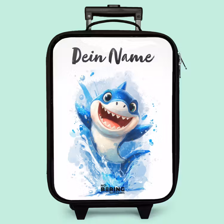 Kinderkoffer mit Name - Hai - Zähne - Wasser — 3