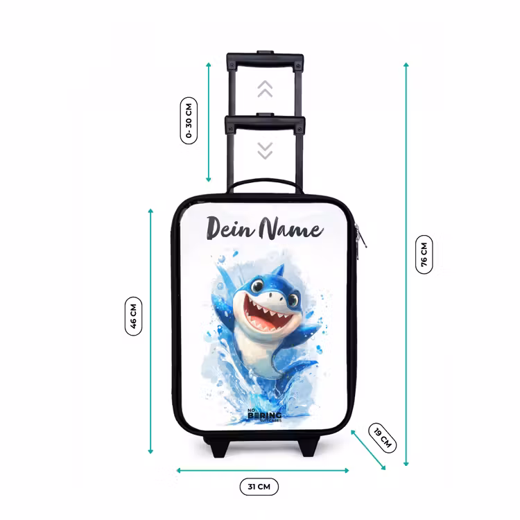Kinderkoffer mit Name - Hai - Zähne - Wasser — 7