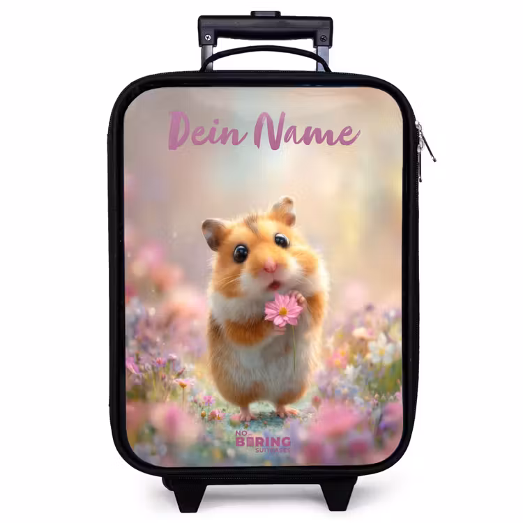 Kinderkoffer mit Name - Hamster - Blume - Natur - Tier — 1