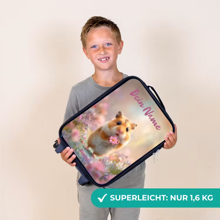 Kinderkoffer mit Name - Hamster - Blume - Natur - Tier — 2