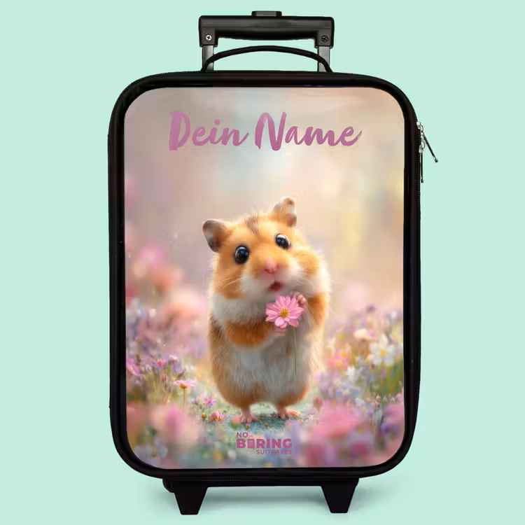 Kinderkoffer mit Name - Hamster - Blume - Natur - Tier — 3