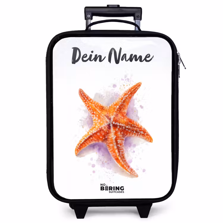 Kinderkoffer mit Name - Orange Seestern Illustration — 1