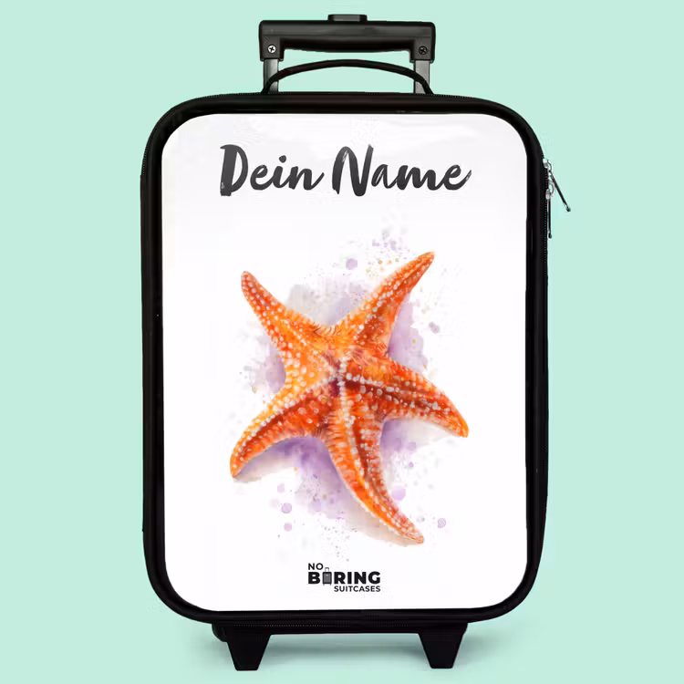 Kinderkoffer mit Name - Orange Seestern Illustration — 3