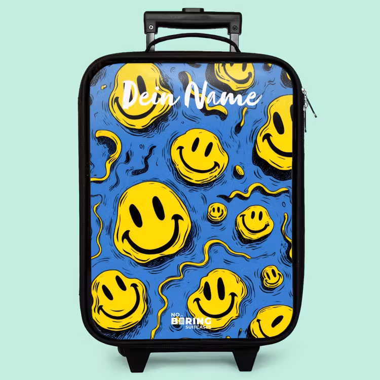 Kinderkoffer mit Name - Smiley - Blau - Gelb — 3