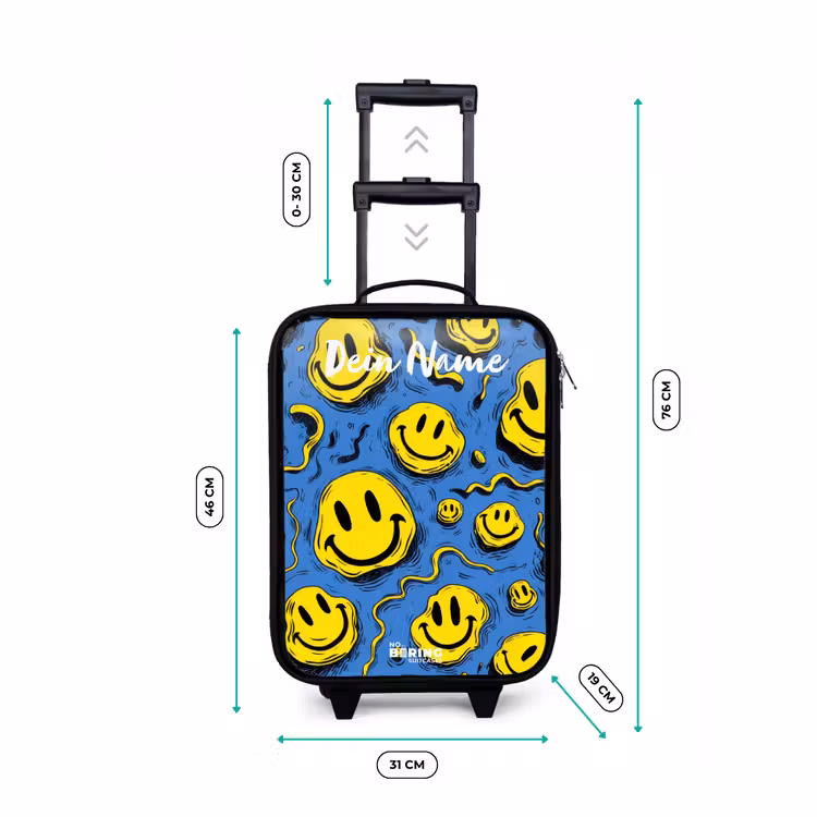 Kinderkoffer mit Name - Smiley - Blau - Gelb — 7