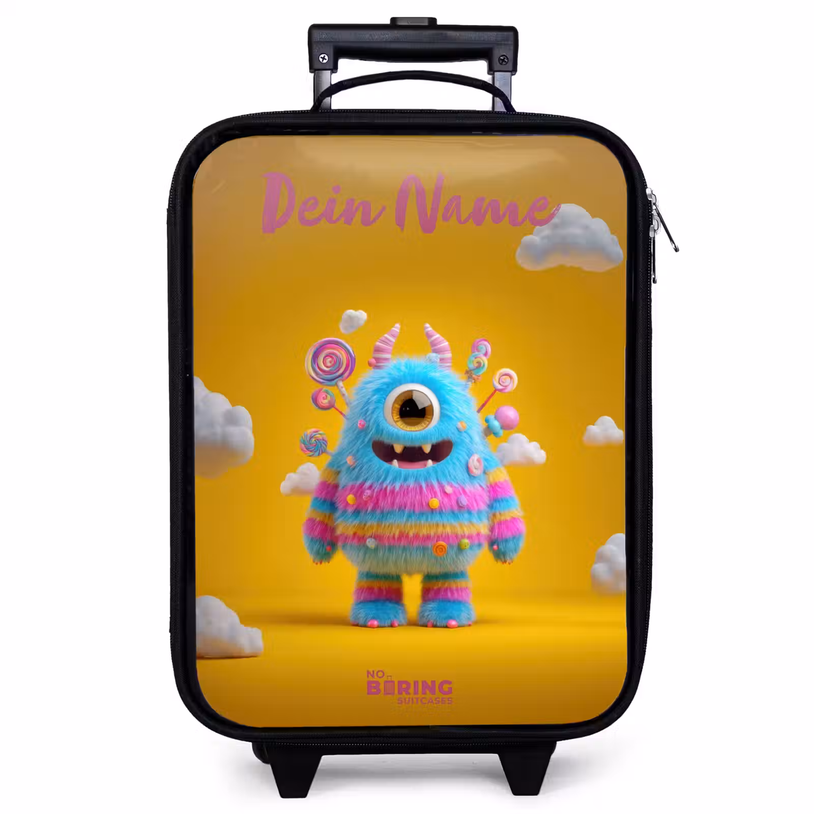 Kinderkoffer mit Name - Süßigkeiten - Monster - Regenbogen — 1