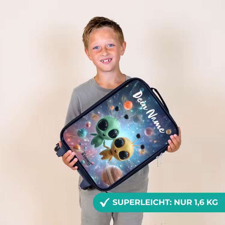 Kinderkoffer mit Name - Fröhliche außerirdische Freunde — 2
