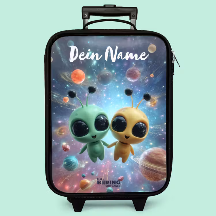 Kinderkoffer mit Name - Fröhliche außerirdische Freunde — 3
