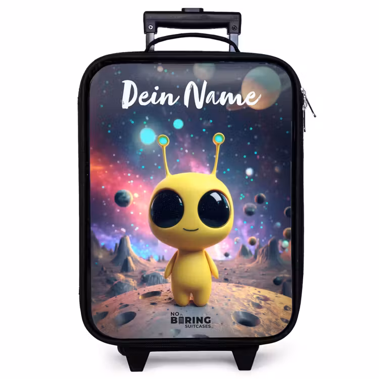 Kinderkoffer mit Name - Fröhlicher kleiner Außerirdischer — 1