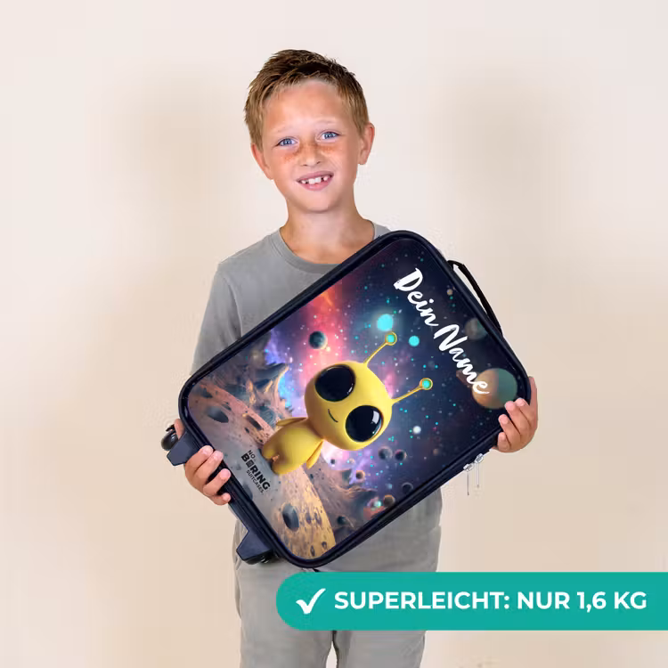 Kinderkoffer mit Name - Fröhlicher kleiner Außerirdischer — 2