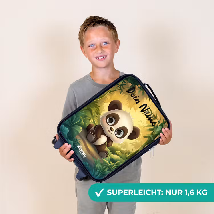 Kinderkoffer mit Name - Panda - Bambuswald - Grün — 2