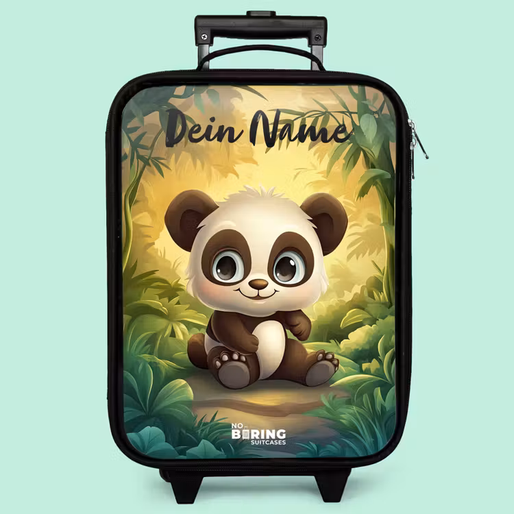 Kinderkoffer mit Name - Panda - Bambuswald - Grün — 3