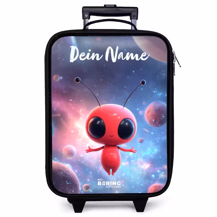 Kinderkoffer mit Name - Rotes Raumwesen im kosmischen Tanz — 1