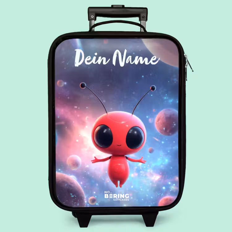 Kinderkoffer mit Name - Rotes Raumwesen im kosmischen Tanz — 3