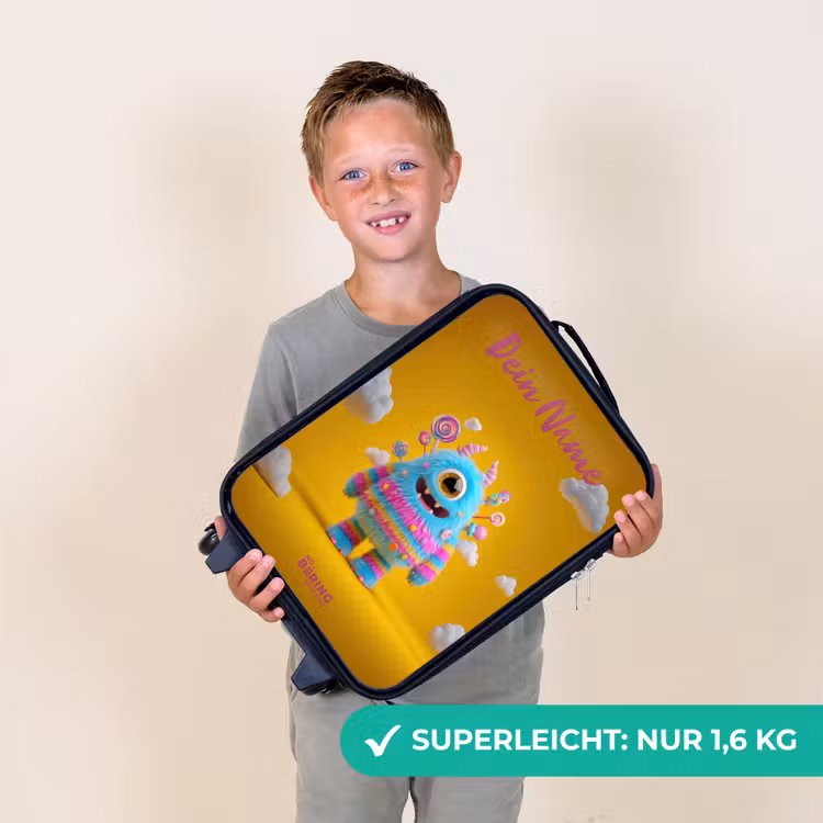 Kinderkoffer mit Name - Süßigkeiten - Monster - Regenbogen — 2
