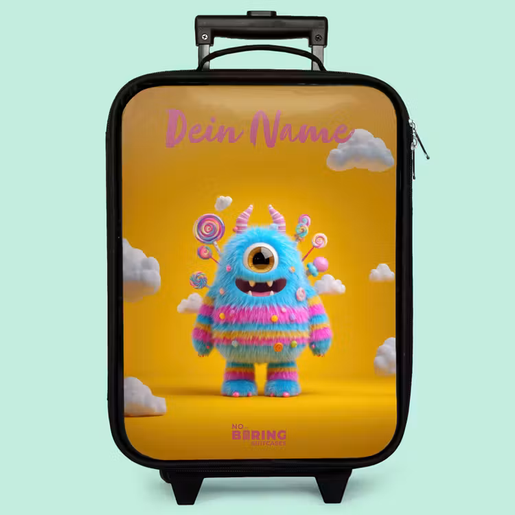 Kinderkoffer mit Name - Süßigkeiten - Monster - Regenbogen — 3